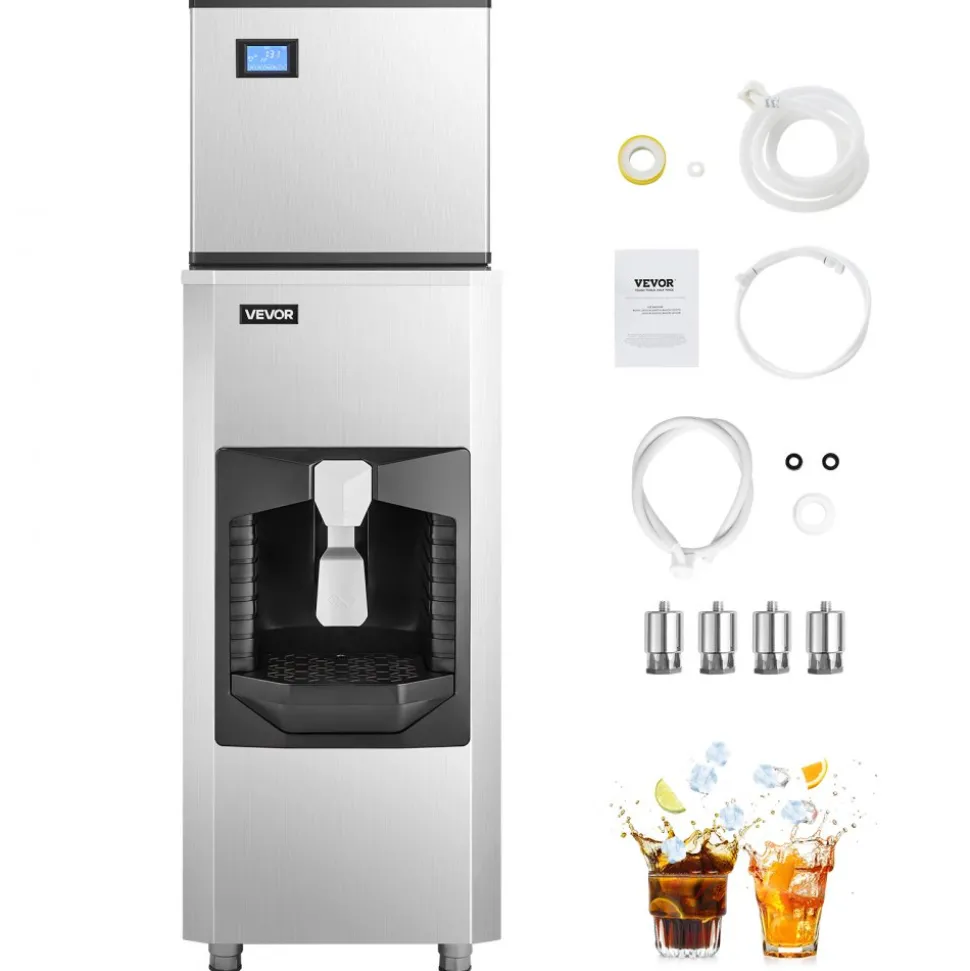 VEVOR Commercial Ice Maker, 440 Lbs/Day Ice Maker Machine, 180 Lbs Large Ice Storage Bin with 20 Lbs/Min Automatic Ice Dispensing, Self-Cleaning Ice Machine with Touchscreen for Bar, Cafe, Restaurant