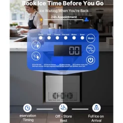VEVOR Commercial Ice Maker Machine, 265 lbs/24h with 85 lbs Storage Capacity, Built-in/Freestanding/Under Counter, Stainless Steel Ice Maker with LED Display & Self-Cleaning, for Home Bar Restaurant