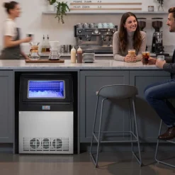 VEVOR Commercial Ice Maker Machine, 265 lbs/24h with 85 lbs Storage Capacity, Built-in/Freestanding/Under Counter, Stainless Steel Ice Maker with LED Display & Self-Cleaning, for Home Bar Restaurant