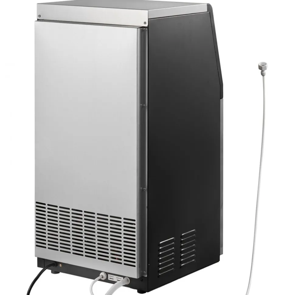 VEVOR Commercial Ice Maker Machine with Pump, 130Lbs/24H with 33Lbs Storage, 45 Cubes per Cycle, Freestanding & Under Counter Ice Maker with LED Display & Self-Cleaning, for Home Bar Restaurant