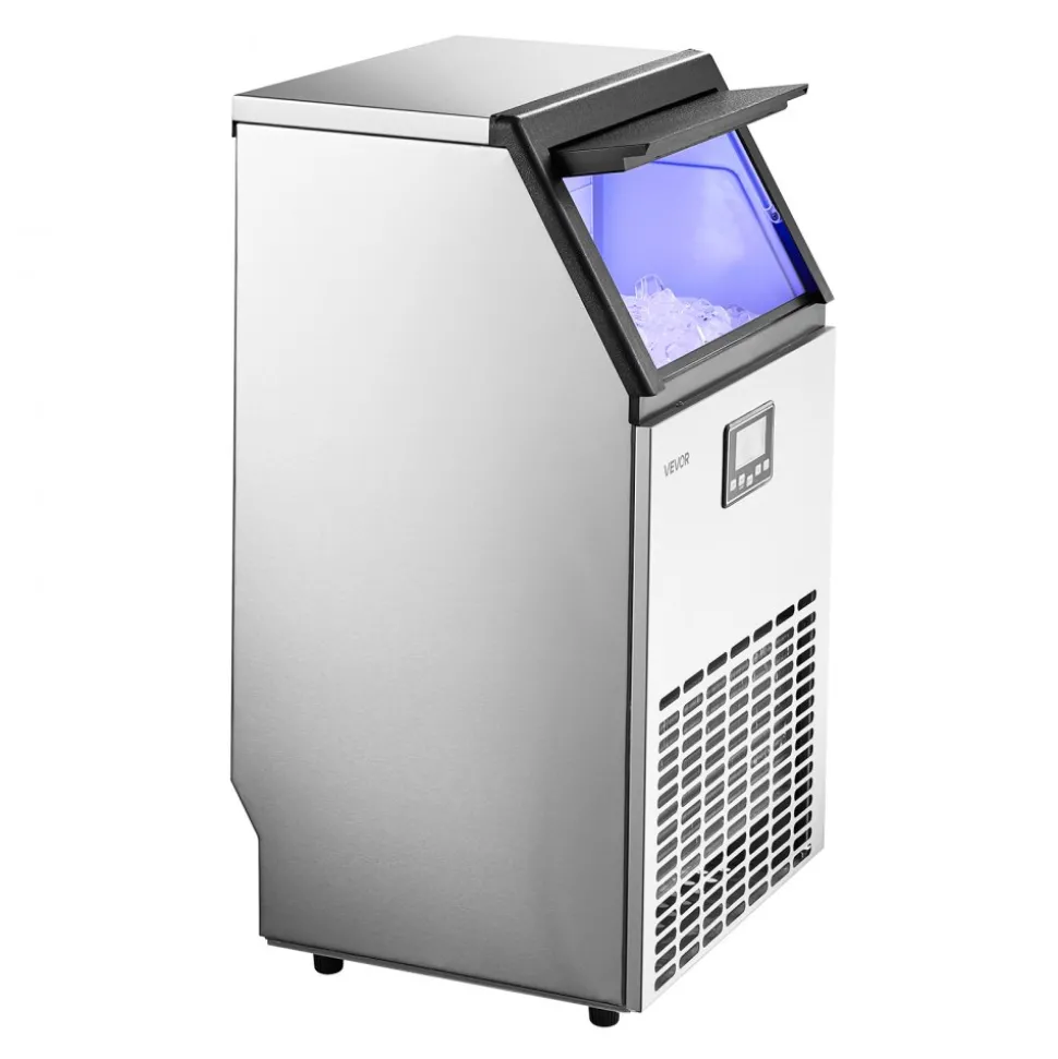 VEVOR Commercial Ice Maker Machine with Pump, 160 lbs/24h with 30 lbs Storage Capacity, Built-in/Freestanding/Under Counter, Stainless Steel Ice Maker with LED Display & Self-Cleaning, for Home Bar