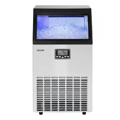 VEVOR Commercial Ice Maker Machine with Pump, 160 lbs/24h with 30 lbs Storage Capacity, Built-in/Freestanding/Under Counter, Stainless Steel Ice Maker with LED Display & Self-Cleaning, for Home Bar
