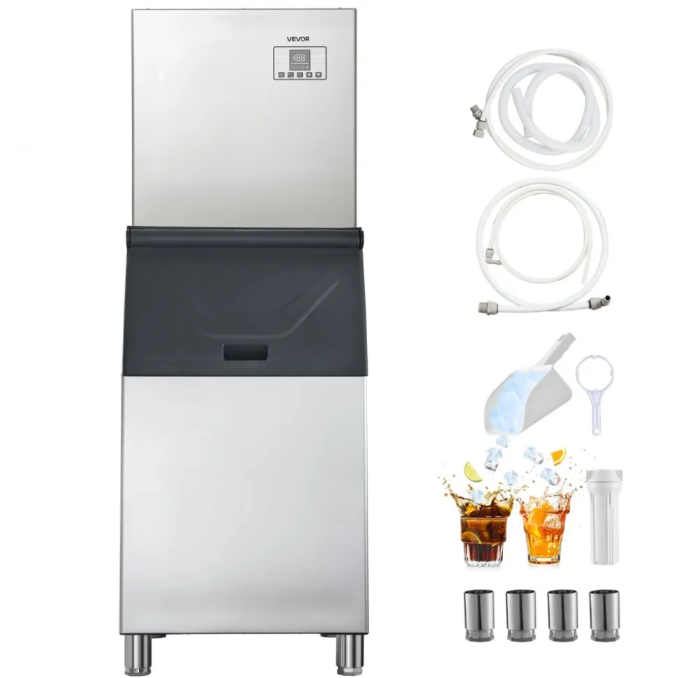 VEVOR Commercial Ice Maker Machine, 650LBS/24H Ice-Making Machine with 250LBS Stainless Steel Storage Bin, Auto Self-Cleaning Ice Maker with Touchscreen for Bar Cafe Restaurant Business Commercial