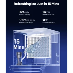 VEVOR Commercial Ice Maker Machine, 650LBS/24H Ice-Making Machine with 250LBS Stainless Steel Storage Bin, Auto Self-Cleaning Ice Maker with Touchscreen for Bar Cafe Restaurant Business Commercial