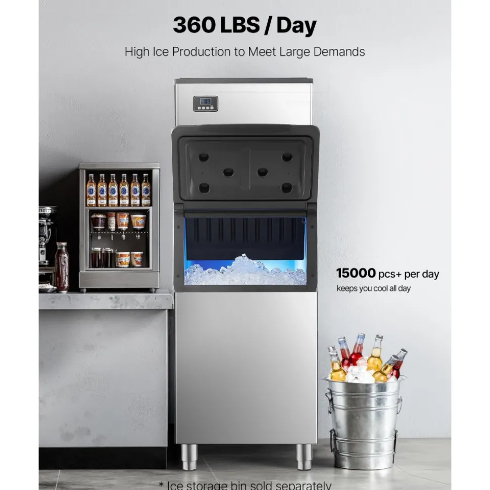 VEVOR Commercial Ice Maker Machine - Head, 800 Lbs/Day Stainless Steel Ice Machine with Scheduled Ice-Making, Self-Cleaning, Adjustable Thickness, Ideal for Restaurant Bar Cafe Hotel - Head Only