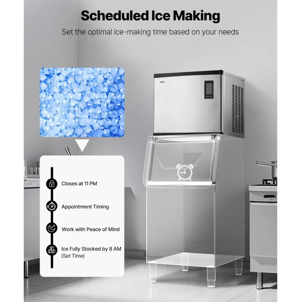 VEVOR Commercial Ice Maker Machine - Head, 1000 Lbs/Day Stainless Steel Ice Machine with Scheduled Ice-Making, Self-Cleaning, Adjustable Thickness, Ideal for Restaurant Bar Cafe Hotel - Head Only