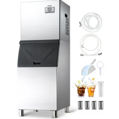 VEVOR Commercial Ice Maker Machine, 360LBS/24H Ice-Making Machine with 300LBS Large Storage Bin, Auto Self-Cleaning Ice Maker with Touchscreen for Bar Cafe Restaurant Business Commercial