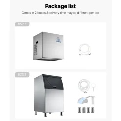 VEVOR Commercial Ice Maker Machine, 360LBS/24H Ice-Making Machine with 300LBS Large Storage Bin, Auto Self-Cleaning Ice Maker with Touchscreen for Bar Cafe Restaurant Business Commercial