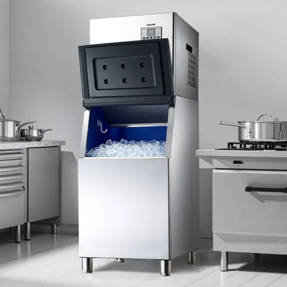 VEVOR Commercial Ice Maker Machine, 550LBS/24H Ice-Making Machine with 300LBS Stainless Steel Storage Bin, Auto Self-Cleaning Ice Maker with Touchscreen for Bar Cafe Restaurant Business Commercial