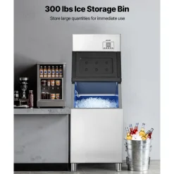 VEVOR Commercial Ice Maker Machine, 550LBS/24H Ice-Making Machine with 300LBS Stainless Steel Storage Bin, Auto Self-Cleaning Ice Maker with Touchscreen for Bar Cafe Restaurant Business Commercial