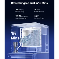 VEVOR Commercial Ice Maker Machine, 550LBS/24H Ice-Making Machine with 300LBS Stainless Steel Storage Bin, Auto Self-Cleaning Ice Maker with Touchscreen for Bar Cafe Restaurant Business Commercial