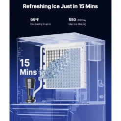 VEVOR Commercial Ice Maker Machine, 400LBS/24H Ice Making Machine with 250LBS Large Storage Bin, Auto Self-Cleaning Ice Maker Machine with Touchscreen for Bar Cafe Restaurant Business Commercial