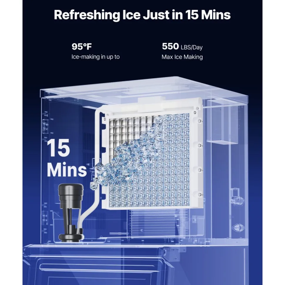 VEVOR Commercial Ice Maker Machine, 400LBS/24H Ice Making Machine with 250LBS Large Storage Bin, Auto Self-Cleaning Ice Maker Machine with Touchscreen for Bar Cafe Restaurant Business Commercial