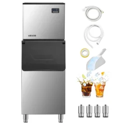 VEVOR Commercial Ice Maker Machine, 400LBS/24H Ice Making Machine with 250LBS Large Storage Bin, Auto Self-Cleaning Ice Maker Machine with Touchscreen for Bar Cafe Restaurant Business Commercial