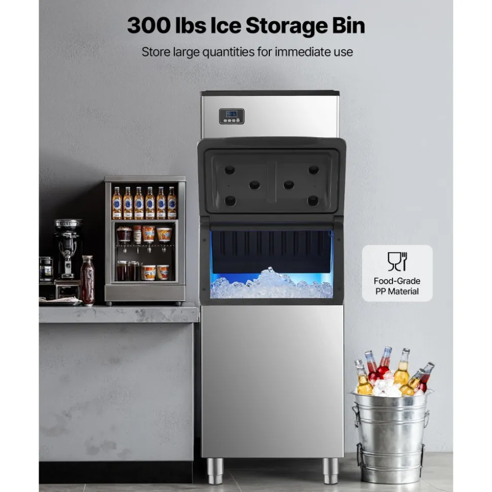 VEVOR Commercial Ice Maker Machine, 400LBS/24H Ice Making Machine with 250LBS Large Storage Bin, Auto Self-Cleaning Ice Maker Machine with Touchscreen for Bar Cafe Restaurant Business Commercial