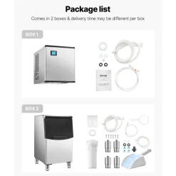 VEVOR Commercial Ice Maker Machine, 500LBS/24H Ice Making Machine with 250LBS Large Storage Bin, Auto Self-Cleaning Ice Maker Machine with Touchscreen for Bar Cafe Restaurant Business Commercial