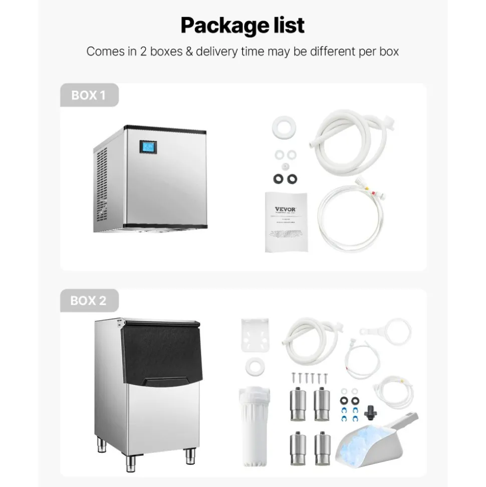 VEVOR Commercial Ice Maker Machine, 500LBS/24H Ice Making Machine with 250LBS Large Storage Bin, Auto Self-Cleaning Ice Maker Machine with Touchscreen for Bar Cafe Restaurant Business Commercial