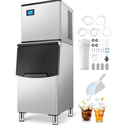 VEVOR Commercial Ice Maker Machine, 500LBS/24H Ice Making Machine with 250LBS Large Storage Bin, Auto Self-Cleaning Ice Maker Machine with Touchscreen for Bar Cafe Restaurant Business Commercial