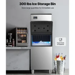 VEVOR Commercial Ice Maker Machine, 500LBS/24H Ice-Making Machine with 300LBS Large Storage Bin, Auto Self-Cleaning Ice Maker with Touchscreen for Bar Cafe Restaurant Business Commercial