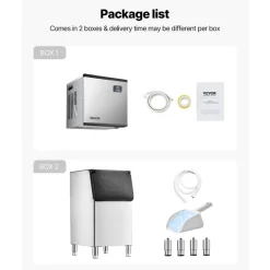 VEVOR Commercial Ice Maker Machine, 500LBS/24H Ice-Making Machine with 300LBS Large Storage Bin, Auto Self-Cleaning Ice Maker with Touchscreen for Bar Cafe Restaurant Business Commercial