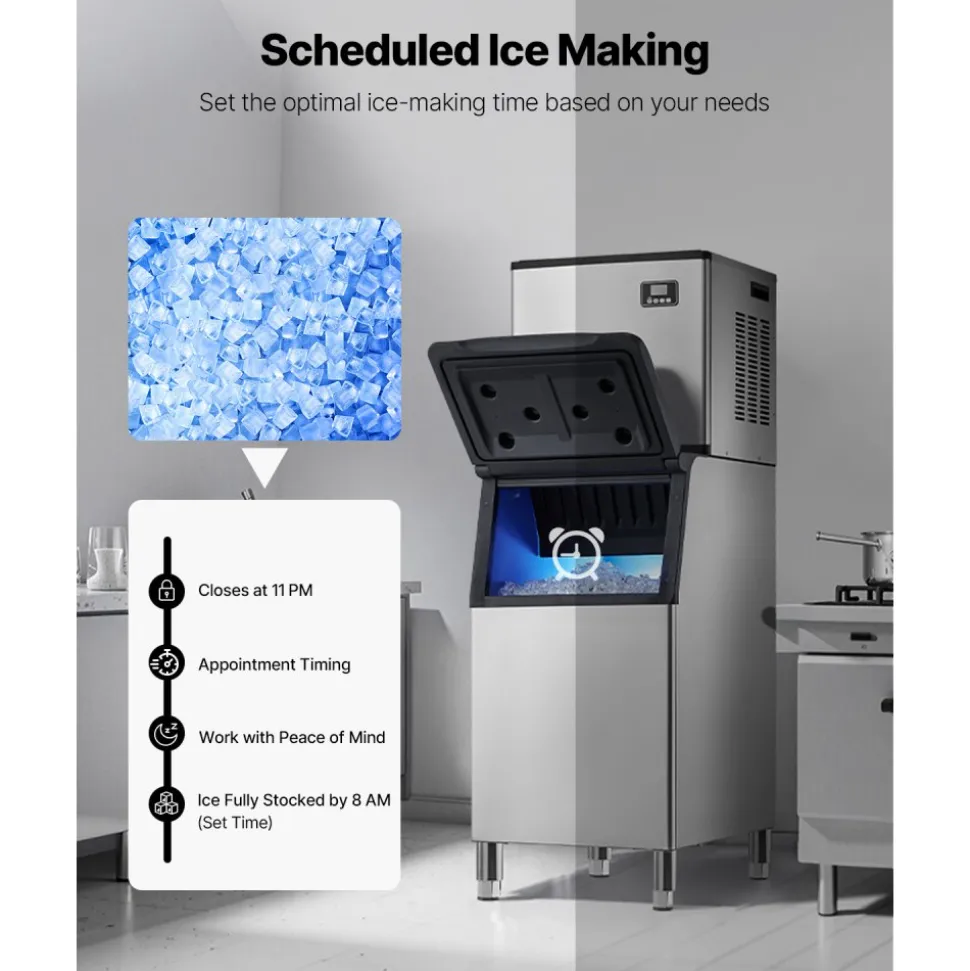 VEVOR Commercial Ice Maker Machine, 500LBS/24H Ice-Making Machine with 300LBS Large Storage Bin, Auto Self-Cleaning Ice Maker with Touchscreen for Bar Cafe Restaurant Business Commercial