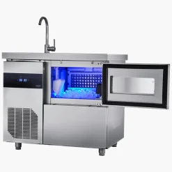 VEVOR Commercial Ice Maker Machine, 132 lbs/24H Stainless Steel Worktop Ice Machine with Sink, 30 lbs Storage & 70 Cubes/Cycle, Self-Cleaning Freestanding Ice-Making for Home Bar Restaurant Kitchen