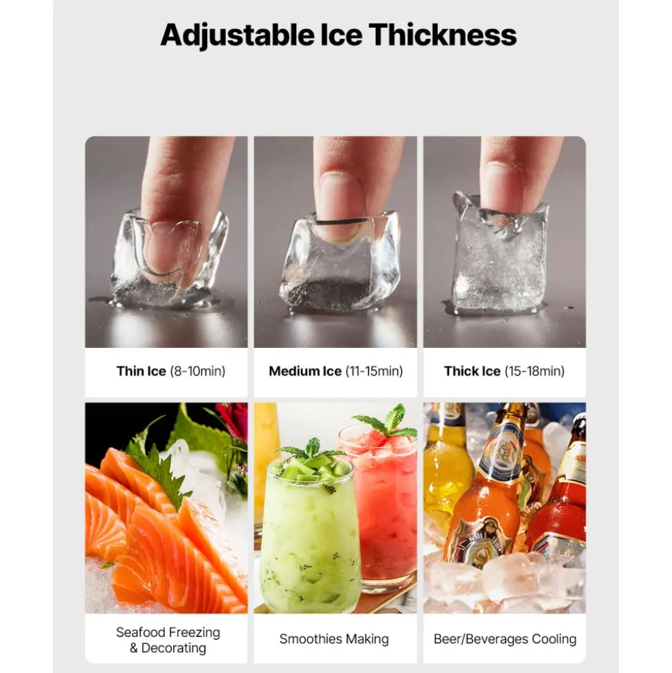 VEVOR Commercial Ice Maker Machine - Head, 450 Lbs/Day Stainless Steel Ice Machine with Scheduled Ice-Making, Self-Cleaning, Adjustable Thickness, Ideal for Restaurant Bar Cafe Hotel - Head Only