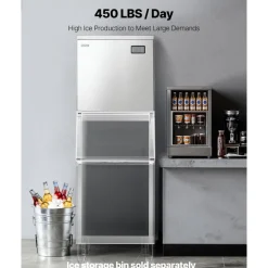 VEVOR Commercial Ice Maker Machine - Head, 450 Lbs/Day Stainless Steel Ice Machine with Scheduled Ice-Making, Self-Cleaning, Adjustable Thickness, Ideal for Restaurant Bar Cafe Hotel - Head Only