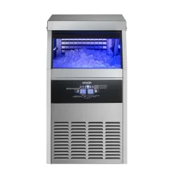 VEVOR Commercial Ice Maker Machine, 120 lbs/24h with 30 lbs Storage Capacity, Built-in/Freestanding/Under Counter, Stainless Steel Ice Maker with LED Display & Self-Cleaning, for Home Bar Restaurant