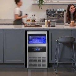 VEVOR Commercial Ice Maker Machine, 160 lbs/24h with 30 lbs Storage Capacity, Built-in/Freestanding/Under Counter, Stainless Steel Ice Maker with LED Display & Self-Cleaning, for Home Bar Restaurant