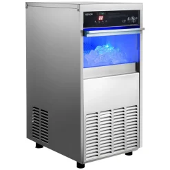VEVOR Commercial Ice Maker Machine with Pump, 80 lbs/24h with 13 lbs Storage Capacity, Countertop/Freestanding/Under Counter, Stainless Steel Ice Maker with LED Display & Self-Cleaning, for Home Bar