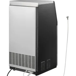 VEVOR Commercial Ice Maker Machine with Pump, 100 lbs/24h with 26 lbs Storage Capacity, Built-in/Freestanding/Under Counter, Stainless Steel Ice Maker with LED Display & Self-Cleaning, for Home Bar