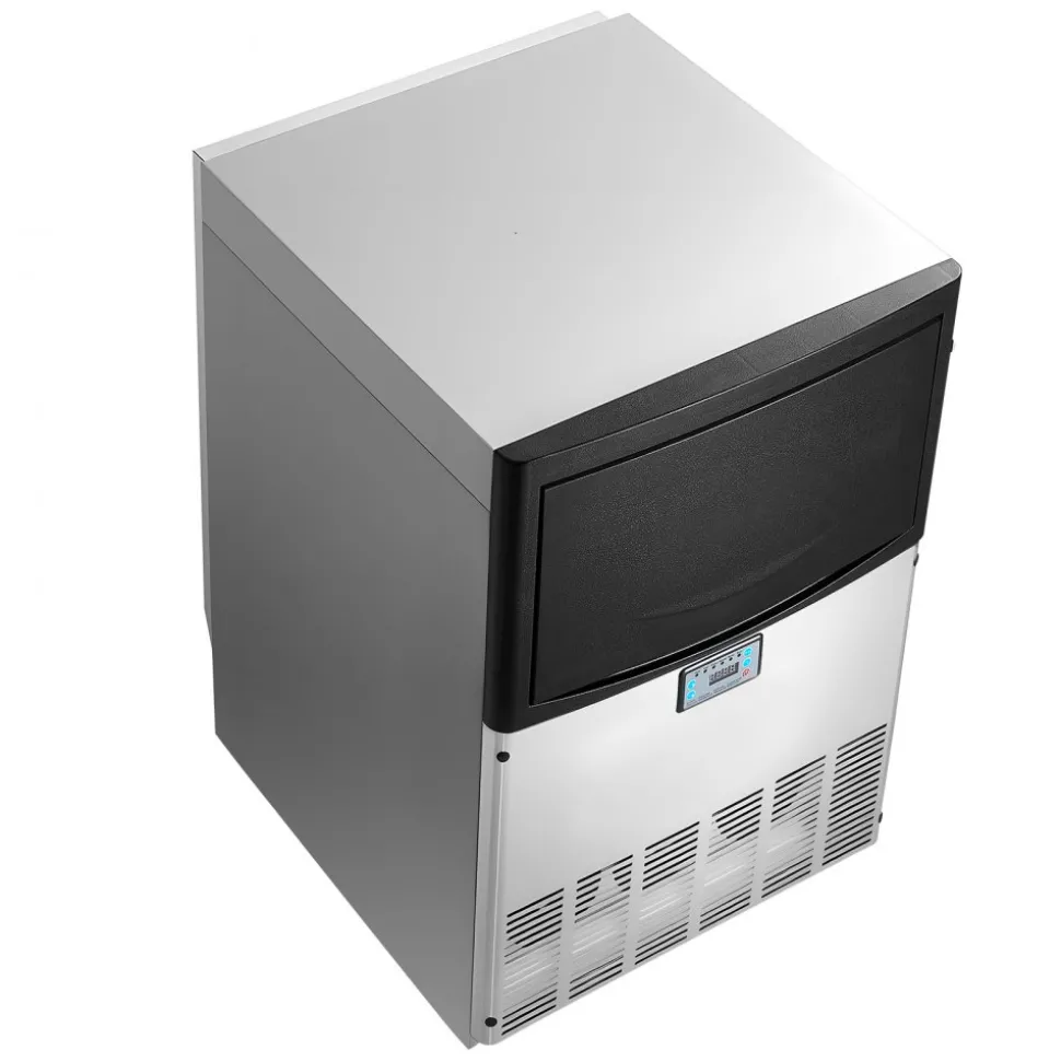 VEVOR Commercial Ice Maker Machine, 200 lbs/24h with 50 lbs Storage Capacity, Built-in/Freestanding/Under Counter, Stainless Steel Ice Maker with LED Display & Self-Cleaning, for Home Bar Restaurant