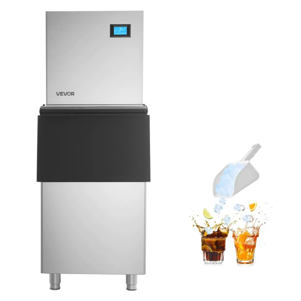 VEVOR Commercial Ice Maker Machine, 800LBS/24H Ice-Making Machine with 300LBS Stainless Steel Storage Bin, Auto Self-Cleaning Ice Maker with Touchscreen for Bar Cafe Restaurant Business Commercial