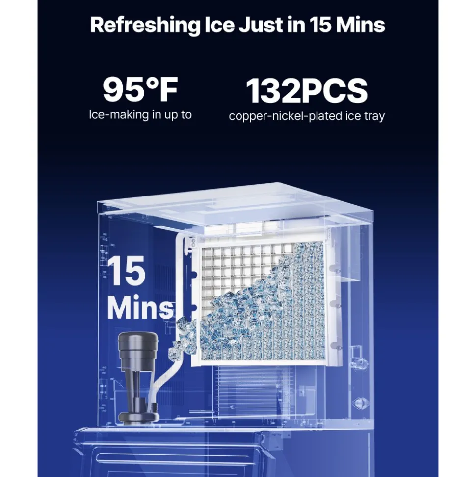 VEVOR Commercial Ice Maker Machine - Head, 300 Lbs/Day Stainless Steel Ice Machine with Scheduled Ice-Making, Self-Cleaning, Adjustable Thickness, Ideal for Restaurant Bar Cafe Hotel - Head Only