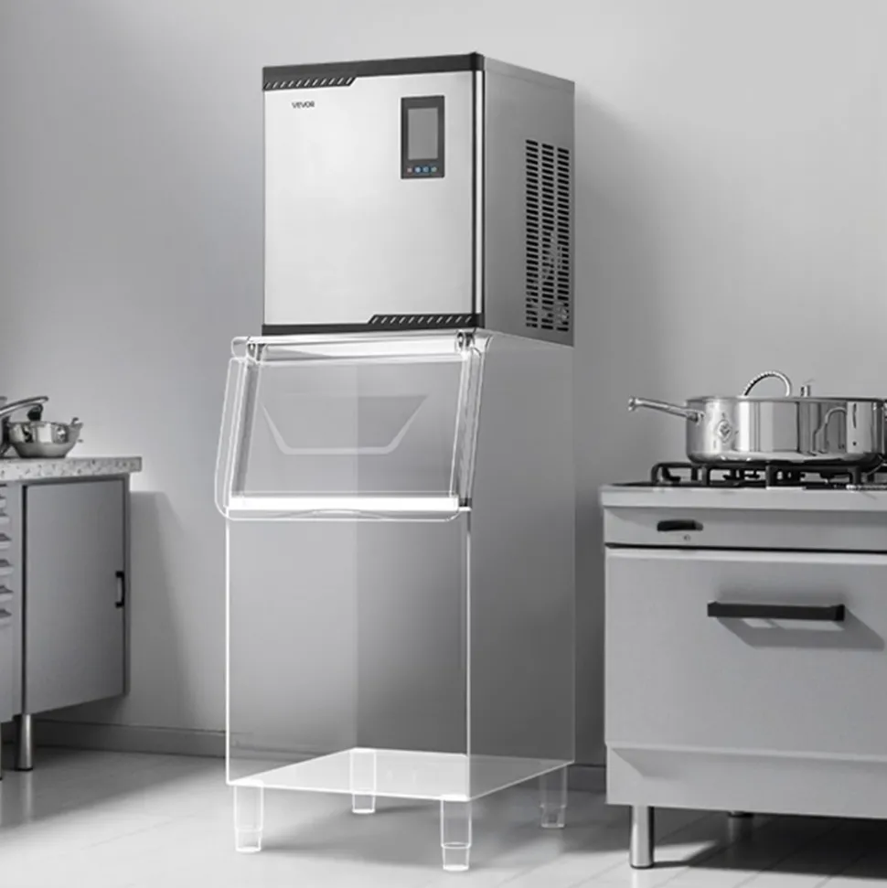 VEVOR Commercial Ice Maker Machine - Head, 300 Lbs/Day Stainless Steel Ice Machine with Scheduled Ice-Making, Self-Cleaning, Adjustable Thickness, Ideal for Restaurant Bar Cafe Hotel - Head Only