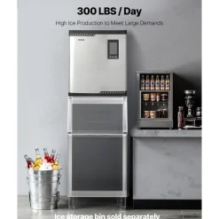 VEVOR Commercial Ice Maker Machine - Head, 300 Lbs/Day Stainless Steel Ice Machine with Scheduled Ice-Making, Self-Cleaning, Adjustable Thickness, Ideal for Restaurant Bar Cafe Hotel - Head Only