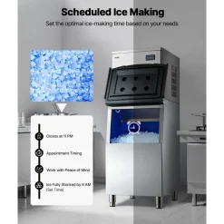 VEVOR Commercial Ice Maker Machine, 450LBS/24H Ice-Making Machine with 250LBS Stainless Steel Storage Bin, Auto Self-Cleaning Ice Maker with Touchscreen for Bar Cafe Restaurant Business Commercial