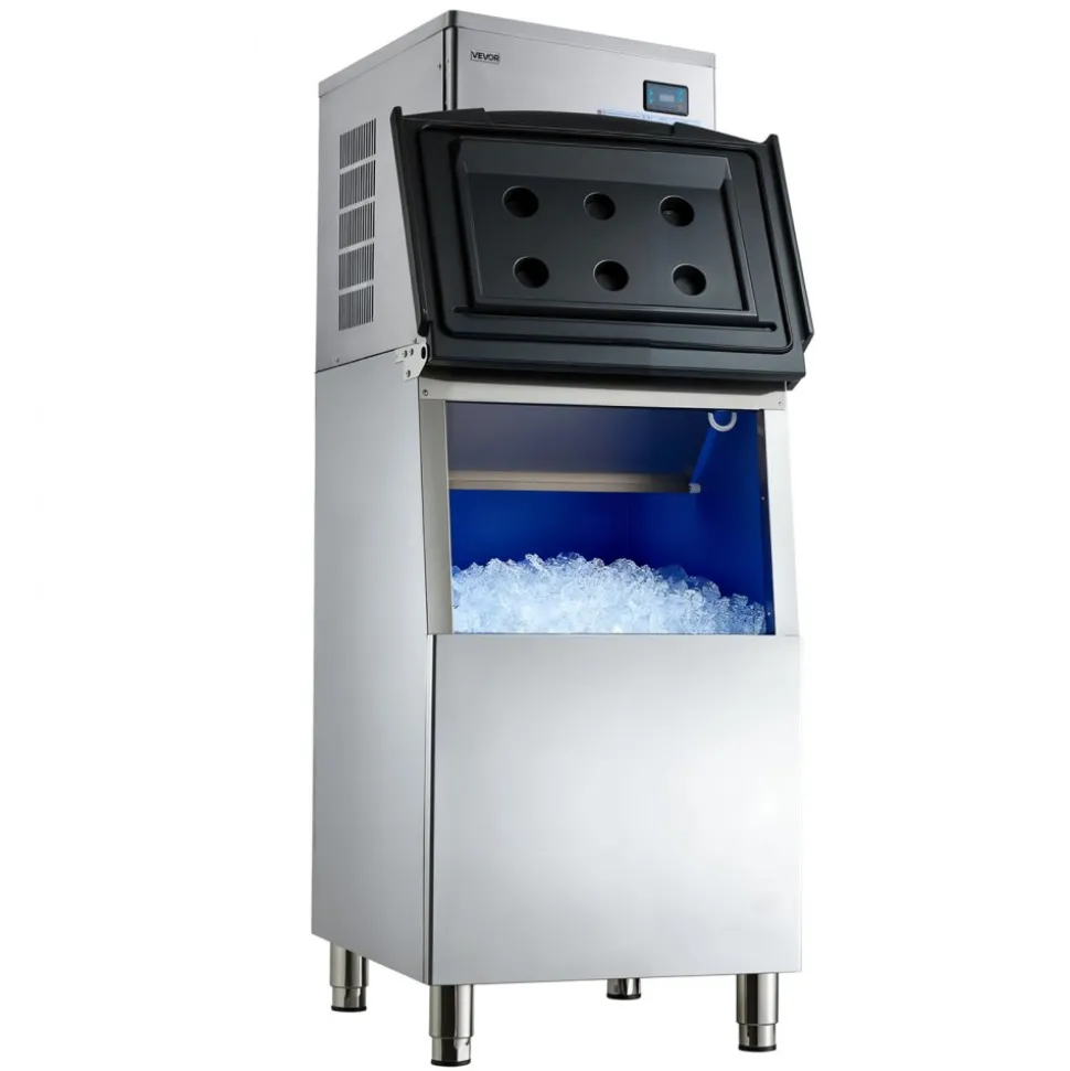 VEVOR Commercial Ice Maker Machine, 450LBS/24H Ice-Making Machine with 250LBS Stainless Steel Storage Bin, Auto Self-Cleaning Ice Maker with Touchscreen for Bar Cafe Restaurant Business Commercial