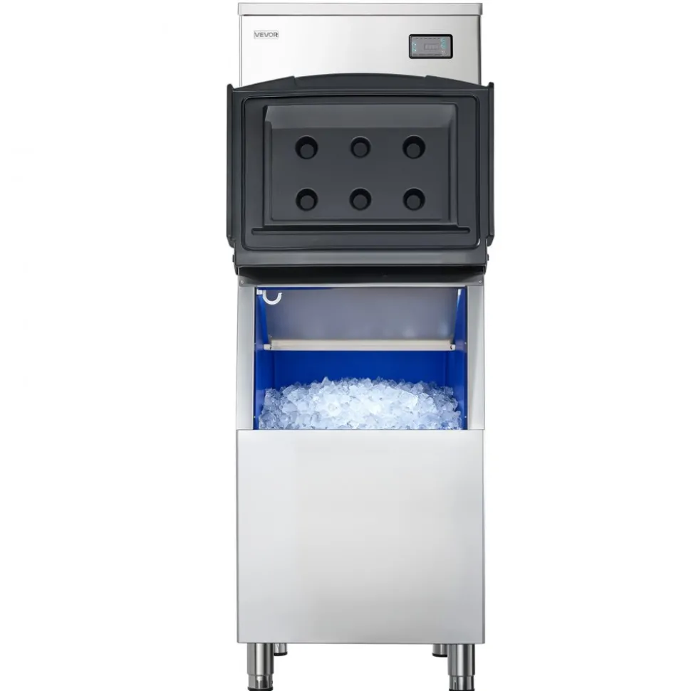 VEVOR Commercial Ice Maker Machine, 450LBS/24H Ice-Making Machine with 250LBS Stainless Steel Storage Bin, Auto Self-Cleaning Ice Maker with Touchscreen for Bar Cafe Restaurant Business Commercial