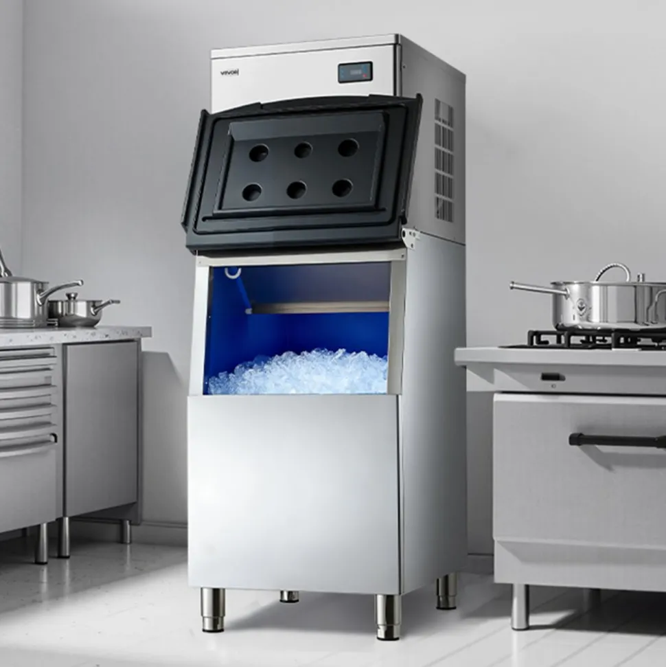 VEVOR Commercial Ice Maker Machine, 650LBS/24H Ice-Making Machine with 250LBS Stainless Steel Storage Bin, Auto Self-Cleaning Ice Maker with Touchscreen for Bar Cafe Restaurant Business Commercial