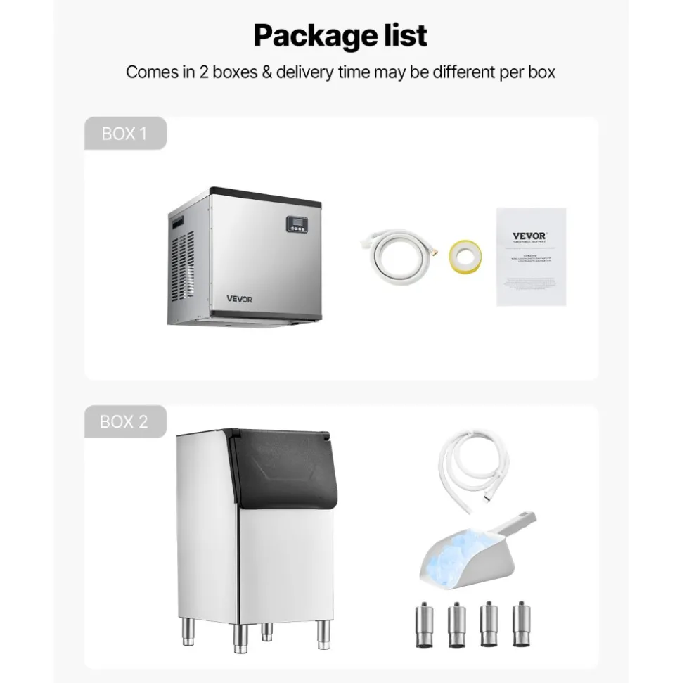 VEVOR Commercial Ice Maker Machine, 400LBS/24H Ice-Making Machine with 300LBS Large Storage Bin, Auto Self-Cleaning Ice Maker with Touchscreen for Bar Cafe Restaurant Business Commercial