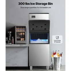 VEVOR Commercial Ice Maker Machine, 550LBS/24H Ice-Making Machine with 300LBS Large Storage Bin, Auto Self-Cleaning Ice Maker with Touchscreen for Bar Cafe Restaurant Business Commercial
