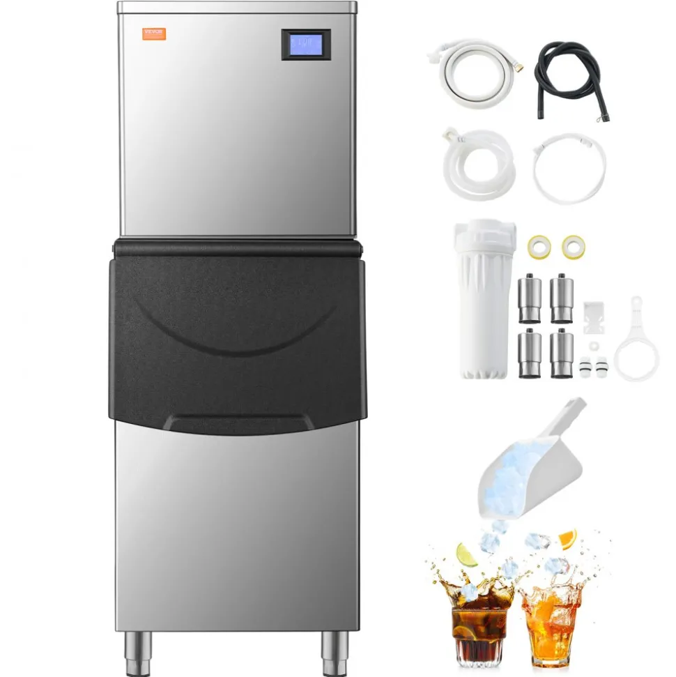 VEVOR Commercial Ice Maker Machine, 360LBS/24H Ice Making Machine with 250LBS Large Storage Bin, Auto Self-Cleaning Ice Maker Machine with Touchscreen for Bar Cafe Restaurant Business Commercial