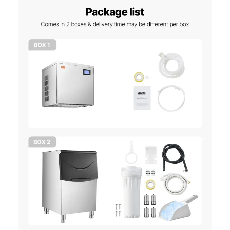 VEVOR Commercial Ice Maker Machine, 360LBS/24H Ice Making Machine with 250LBS Large Storage Bin, Auto Self-Cleaning Ice Maker Machine with Touchscreen for Bar Cafe Restaurant Business Commercial