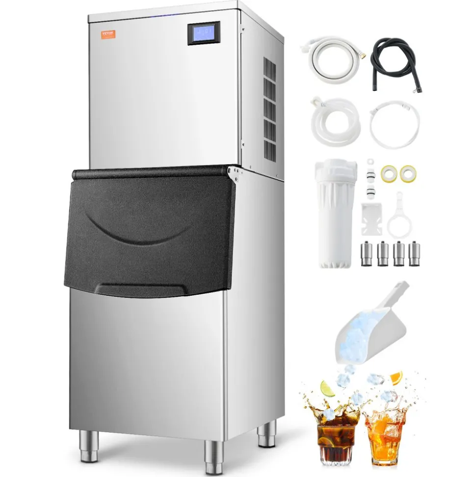 VEVOR Commercial Ice Maker Machine, 360LBS/24H Ice Making Machine with 250LBS Large Storage Bin, Auto Self-Cleaning Ice Maker Machine with Touchscreen for Bar Cafe Restaurant Business Commercial