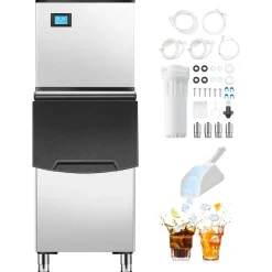 VEVOR Commercial Ice Maker Machine, 300LBS/24H Ice Making Machine with 250LBS Large Storage Bin, Auto Self-Cleaning Ice Maker Machine with Touchscreen for Bar Cafe Restaurant Business Commercial