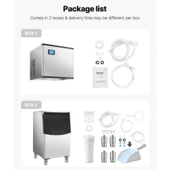 VEVOR Commercial Ice Maker Machine, 300LBS/24H Ice Making Machine with 250LBS Large Storage Bin, Auto Self-Cleaning Ice Maker Machine with Touchscreen for Bar Cafe Restaurant Business Commercial