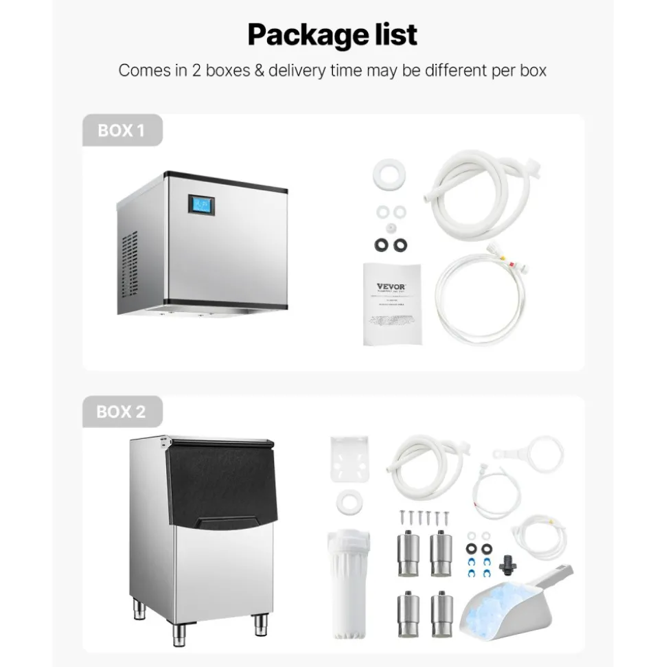 VEVOR Commercial Ice Maker Machine, 300LBS/24H Ice Making Machine with 250LBS Large Storage Bin, Auto Self-Cleaning Ice Maker Machine with Touchscreen for Bar Cafe Restaurant Business Commercial