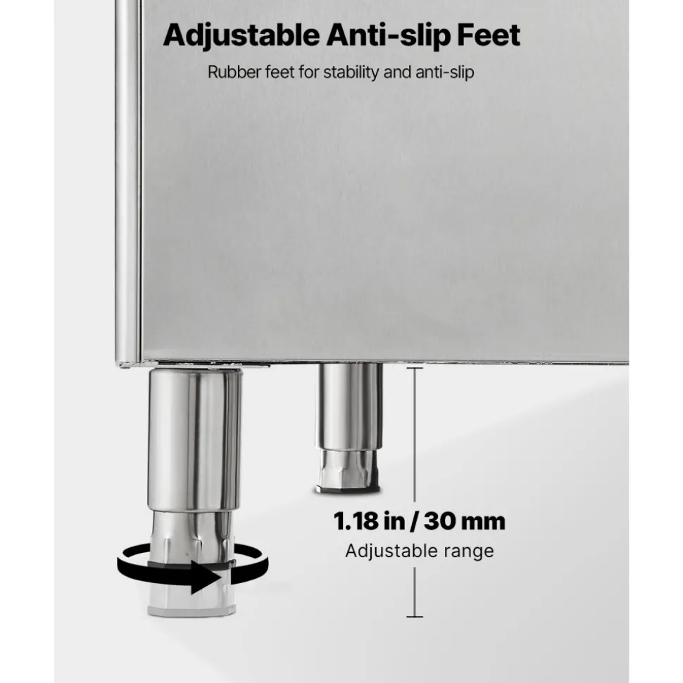 VEVOR Commercial Ice Maker Storage Bin, 500 LBS Capacity Ice-Bin, Stainless Steel Commercial Ice Storage Bin with Adjustable Anti-slip Rubber Feet, Suitable for Restaurant Hotel and Beverage Shops